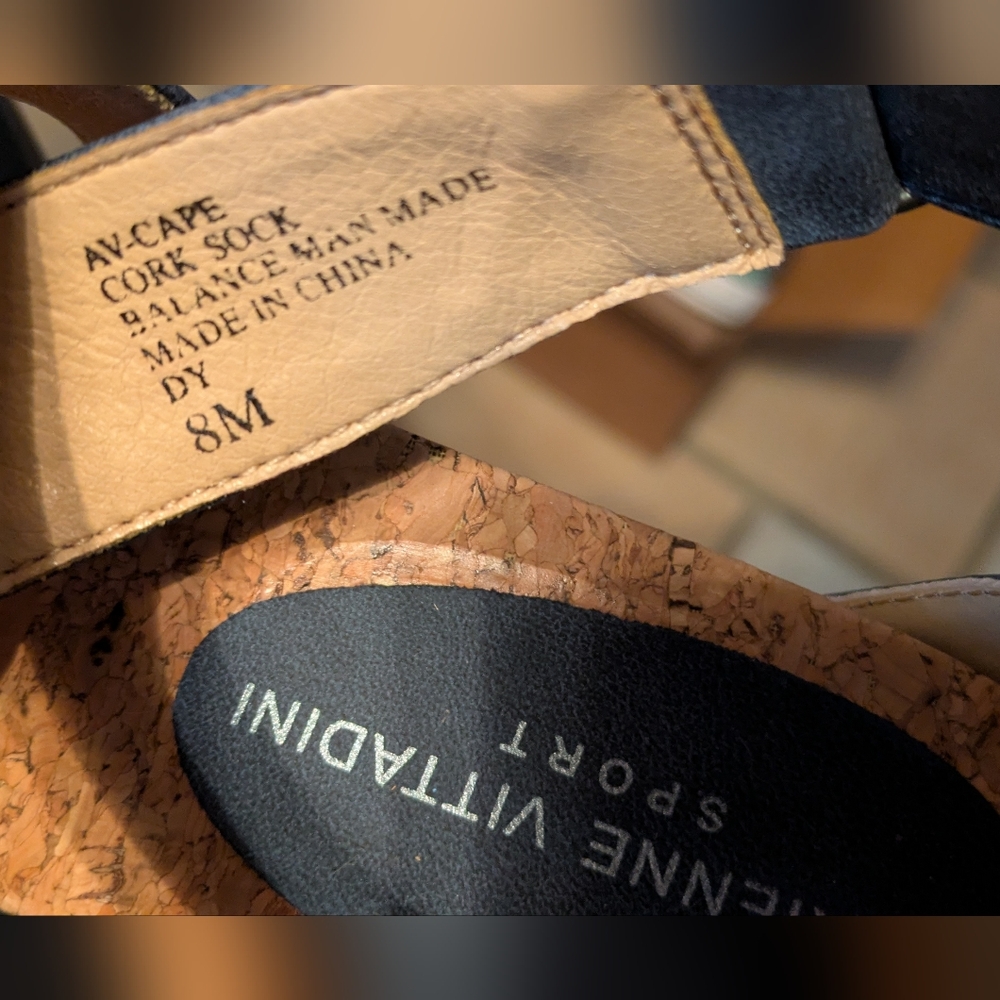 Adrienne Vittadini Blue strap Sandals, Cork Sole. 8M - Picture 5 of 6